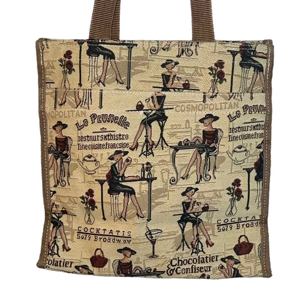 4/$40 Signature Lady Canvas Printed Tapestry Beige Shopping Tote‎ Bag
